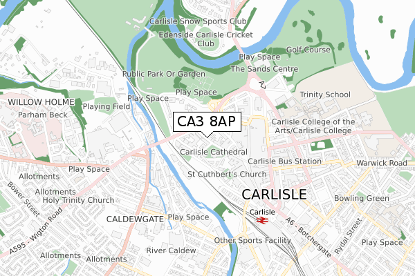 CA3 8AP map - small scale - OS Open Zoomstack (Ordnance Survey)