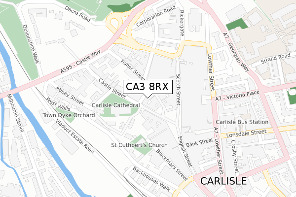 CA3 8RX map - large scale - OS Open Zoomstack (Ordnance Survey)