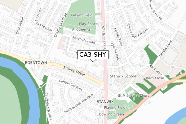 CA3 9HY map - large scale - OS Open Zoomstack (Ordnance Survey)