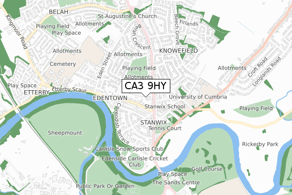 CA3 9HY map - small scale - OS Open Zoomstack (Ordnance Survey)