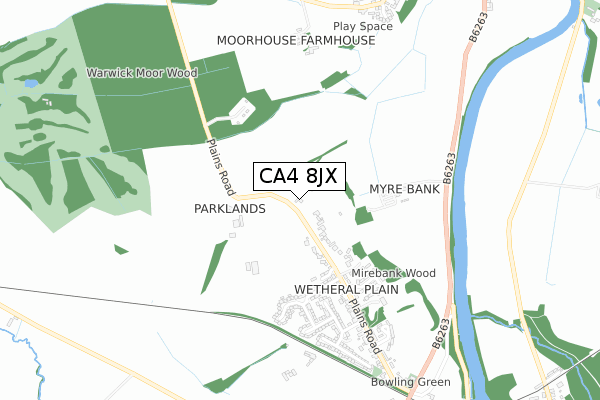 CA4 8JX map - small scale - OS Open Zoomstack (Ordnance Survey)