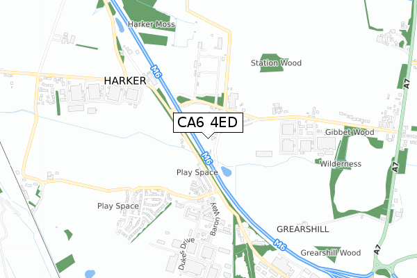 CA6 4ED map - small scale - OS Open Zoomstack (Ordnance Survey)