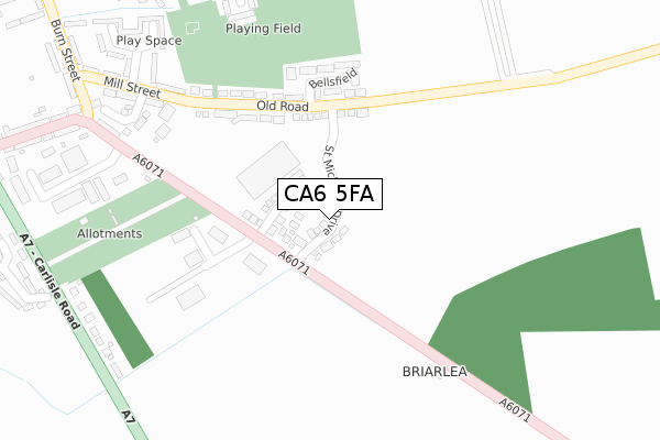 CA6 5FA map - large scale - OS Open Zoomstack (Ordnance Survey)