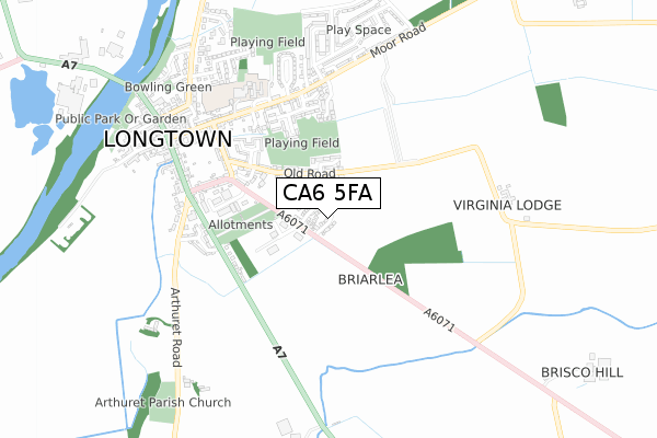 CA6 5FA map - small scale - OS Open Zoomstack (Ordnance Survey)