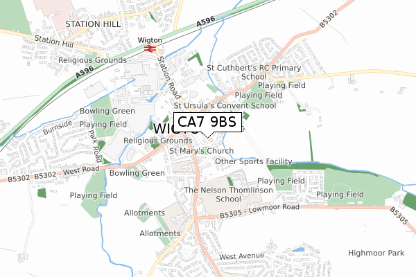 CA7 9BS map - small scale - OS Open Zoomstack (Ordnance Survey)