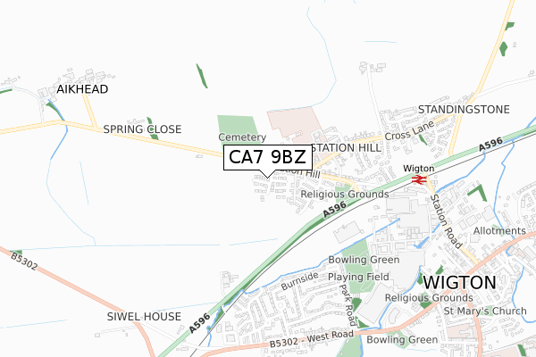 CA7 9BZ map - small scale - OS Open Zoomstack (Ordnance Survey)