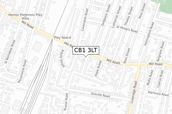 CB1 3LT map - large scale - OS Open Zoomstack (Ordnance Survey)