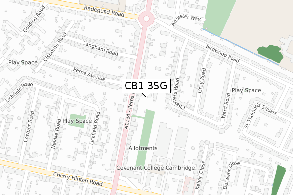 CB1 3SG map - large scale - OS Open Zoomstack (Ordnance Survey)