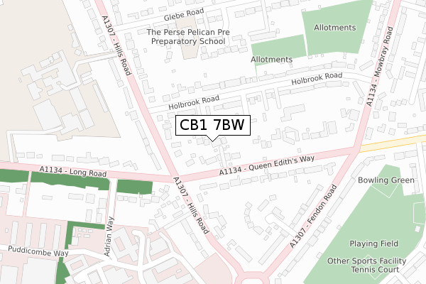 CB1 7BW map - large scale - OS Open Zoomstack (Ordnance Survey)