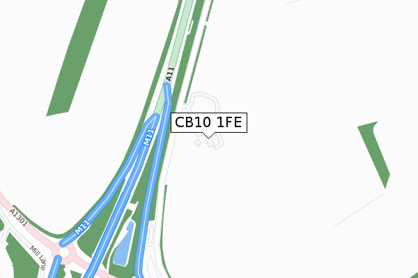 CB10 1FE map - large scale - OS Open Zoomstack (Ordnance Survey)