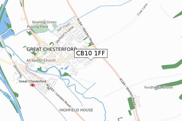 CB10 1FF map - small scale - OS Open Zoomstack (Ordnance Survey)