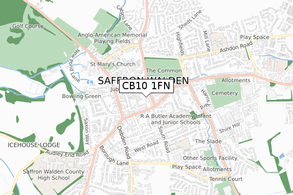 CB10 1FN map - small scale - OS Open Zoomstack (Ordnance Survey)