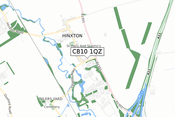 CB10 1QZ map - small scale - OS Open Zoomstack (Ordnance Survey)