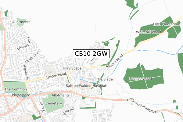 CB10 2GW map - small scale - OS Open Zoomstack (Ordnance Survey)