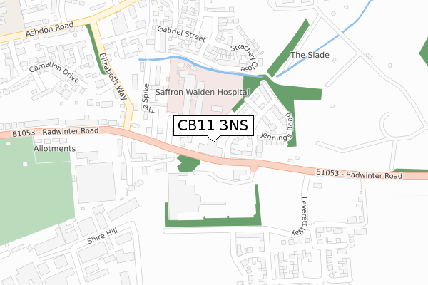 CB11 3NS map - large scale - OS Open Zoomstack (Ordnance Survey)