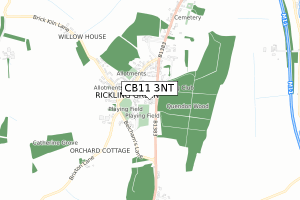 CB11 3NT map - small scale - OS Open Zoomstack (Ordnance Survey)