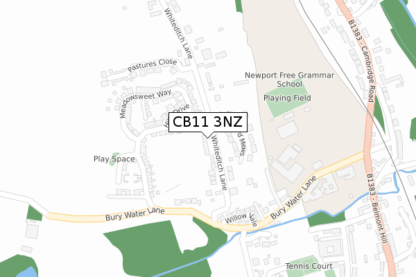 CB11 3NZ map - large scale - OS Open Zoomstack (Ordnance Survey)