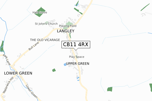 CB11 4RX map - small scale - OS Open Zoomstack (Ordnance Survey)