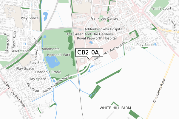 CB2 0AJ map - small scale - OS Open Zoomstack (Ordnance Survey)