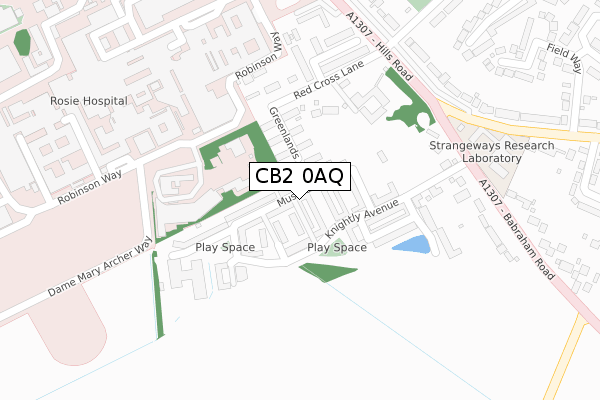 CB2 0AQ map - large scale - OS Open Zoomstack (Ordnance Survey)