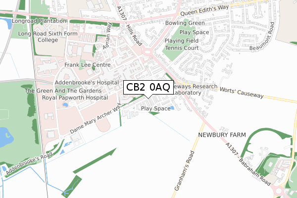 CB2 0AQ map - small scale - OS Open Zoomstack (Ordnance Survey)