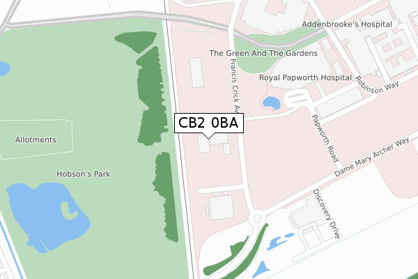 CB2 0BA map - large scale - OS Open Zoomstack (Ordnance Survey)