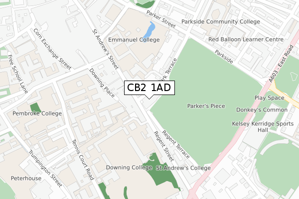 CB2 1AD map - large scale - OS Open Zoomstack (Ordnance Survey)