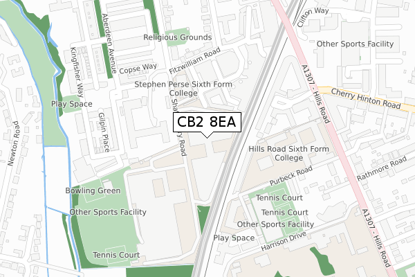 CB2 8EA map - large scale - OS Open Zoomstack (Ordnance Survey)