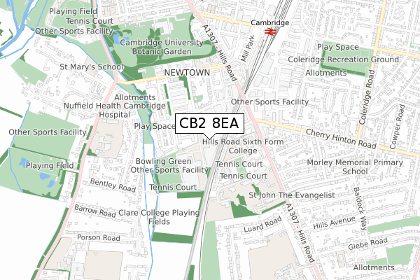 CB2 8EA map - small scale - OS Open Zoomstack (Ordnance Survey)