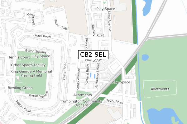 CB2 9EL map - large scale - OS Open Zoomstack (Ordnance Survey)