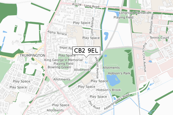 CB2 9EL map - small scale - OS Open Zoomstack (Ordnance Survey)