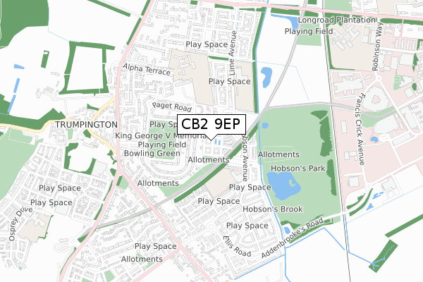 CB2 9EP map - small scale - OS Open Zoomstack (Ordnance Survey)