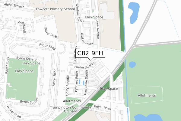 CB2 9FH map - large scale - OS Open Zoomstack (Ordnance Survey)