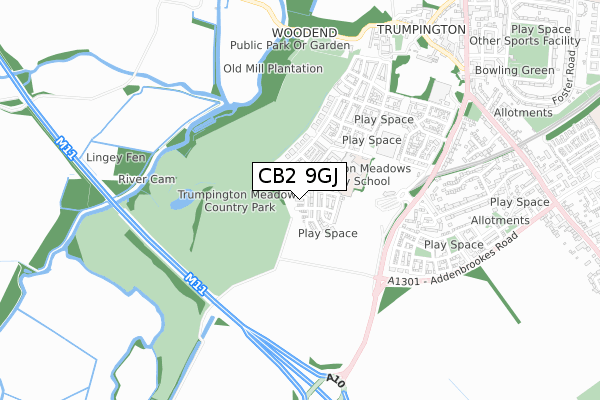 CB2 9GJ map - small scale - OS Open Zoomstack (Ordnance Survey)