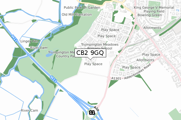 CB2 9GQ map - small scale - OS Open Zoomstack (Ordnance Survey)