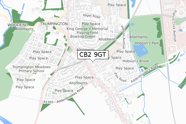 CB2 9GT map - small scale - OS Open Zoomstack (Ordnance Survey)