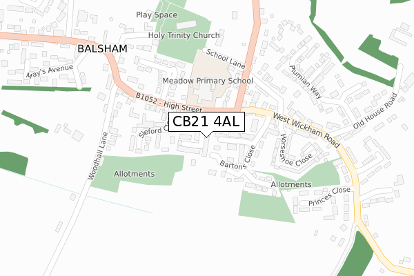 CB21 4AL map - large scale - OS Open Zoomstack (Ordnance Survey)