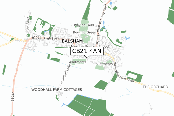 CB21 4AN map - small scale - OS Open Zoomstack (Ordnance Survey)