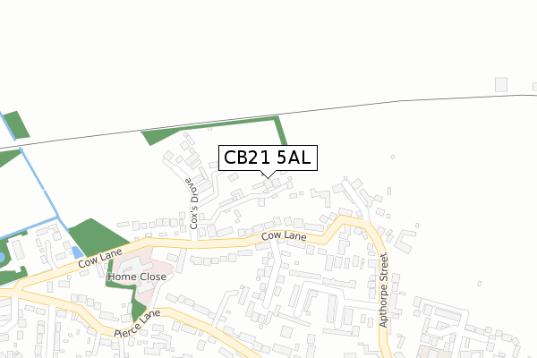 CB21 5AL map - large scale - OS Open Zoomstack (Ordnance Survey)