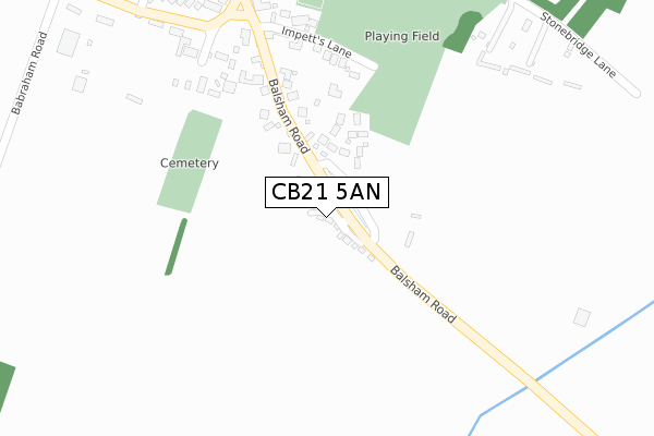 CB21 5AN map - large scale - OS Open Zoomstack (Ordnance Survey)