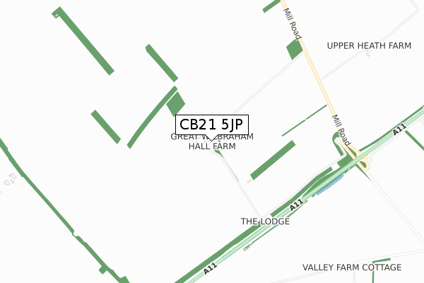 CB21 5JP map - small scale - OS Open Zoomstack (Ordnance Survey)