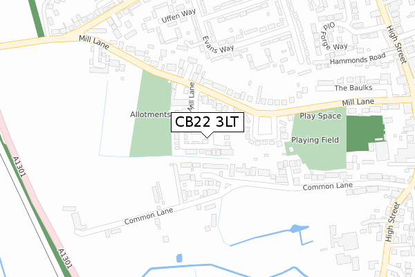 CB22 3LT map - large scale - OS Open Zoomstack (Ordnance Survey)