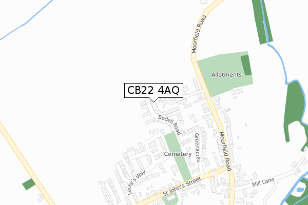 CB22 4AQ map - large scale - OS Open Zoomstack (Ordnance Survey)