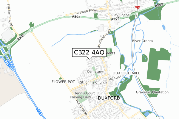 CB22 4AQ map - small scale - OS Open Zoomstack (Ordnance Survey)