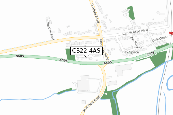 CB22 4AS map - large scale - OS Open Zoomstack (Ordnance Survey)