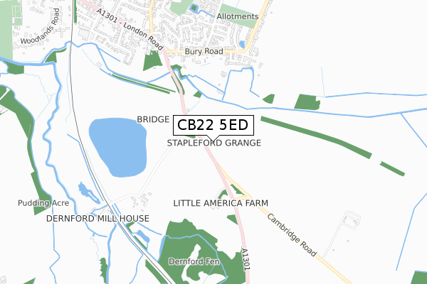 CB22 5ED map - small scale - OS Open Zoomstack (Ordnance Survey)