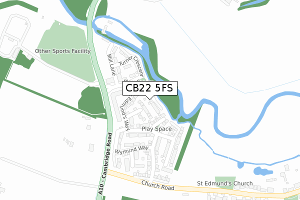 CB22 5FS map - large scale - OS Open Zoomstack (Ordnance Survey)