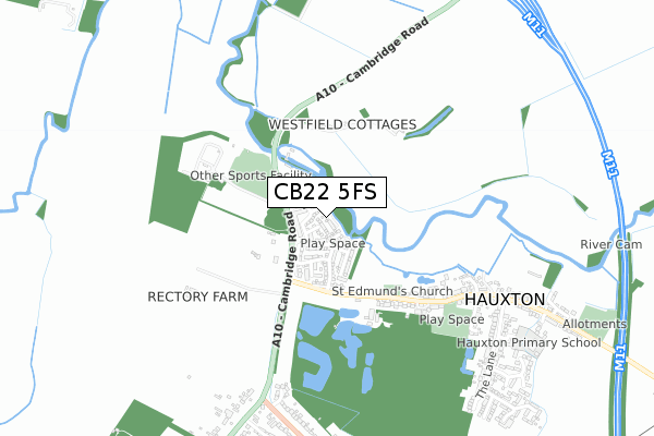 CB22 5FS map - small scale - OS Open Zoomstack (Ordnance Survey)