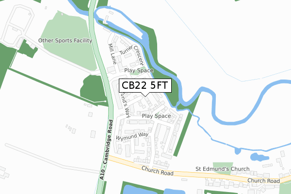 CB22 5FT map - large scale - OS Open Zoomstack (Ordnance Survey)