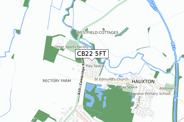 CB22 5FT map - small scale - OS Open Zoomstack (Ordnance Survey)